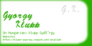 gyorgy klupp business card